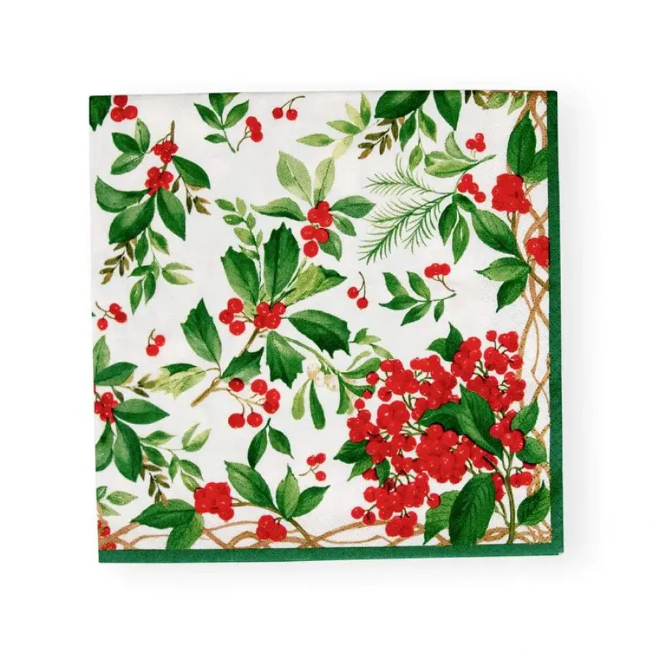 Holly Chintz White Paper Dinner Napkins, 20 per Pack