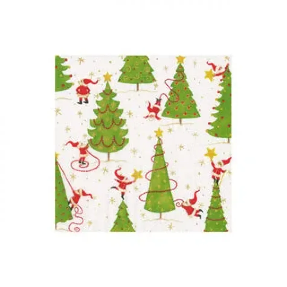 Twirling Santas Boxed Cocktail Napkins - 40 Per Box
