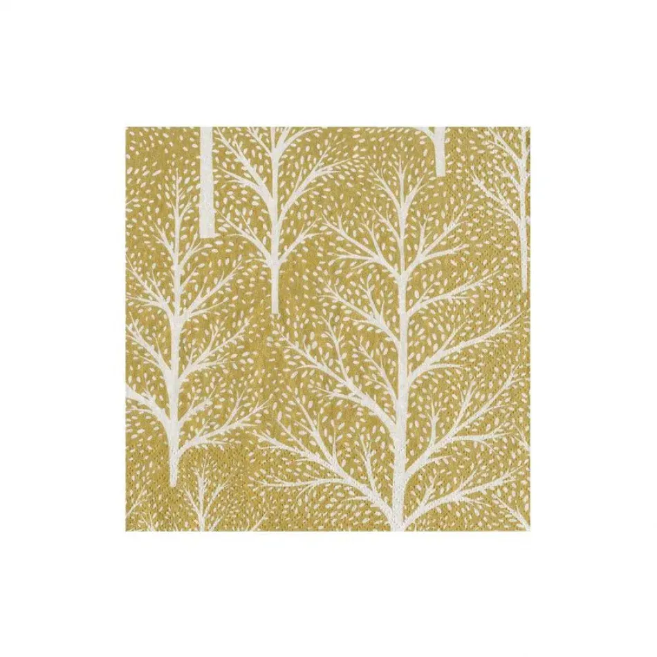 Winter Trees Gold/White Paper Cocktail Napkins, 20 per Pack