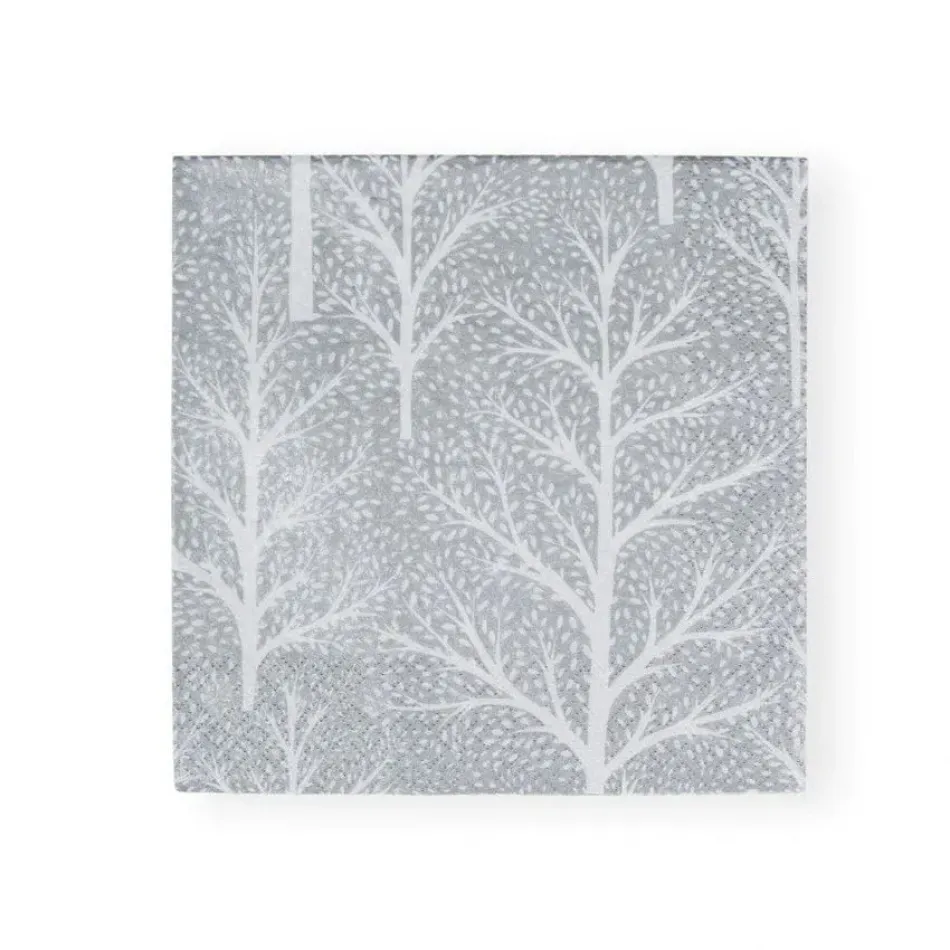 Winter Trees Silver/White Paper Luncheon Napkins, 20 per Pack