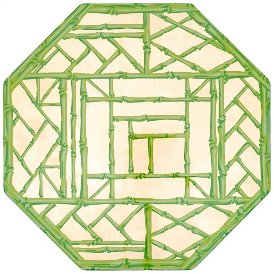 Bamboo Screen Moss Green Octagonal Lacquer Placemat