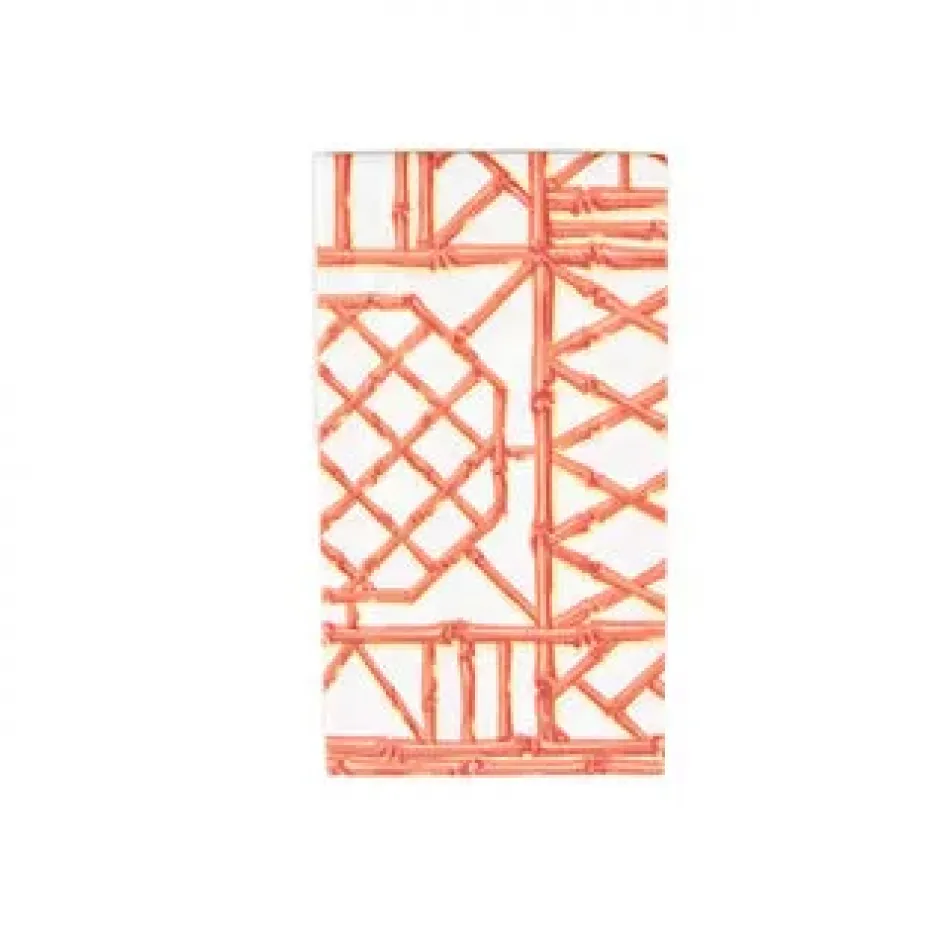Bamboo Screen Coral Paper Linen Guest Towel Napkins - 12 Per Package