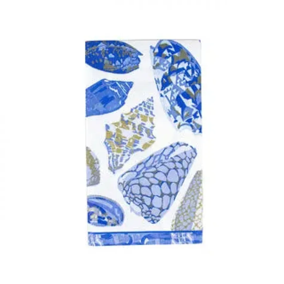 Coquillage Blue Guest Towel Napkins - 15 Per Package