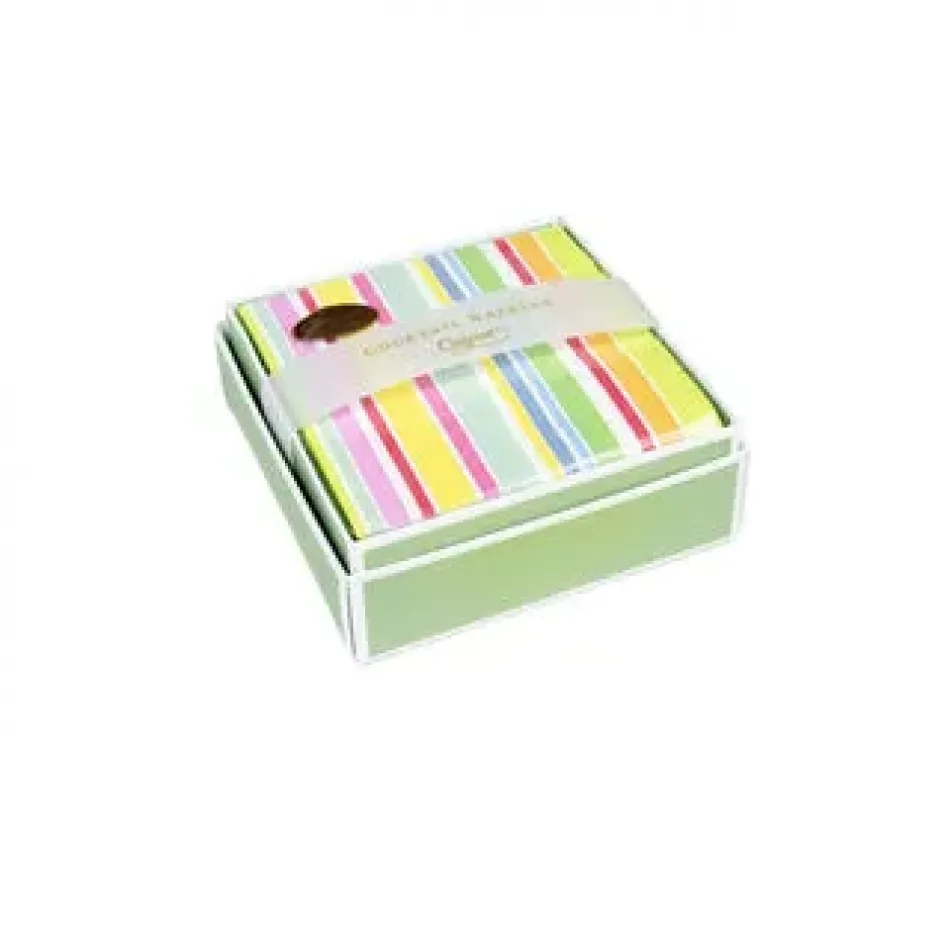 Cabana Stripe Bright Boxed Cocktail Napkins - 40 Per Box
