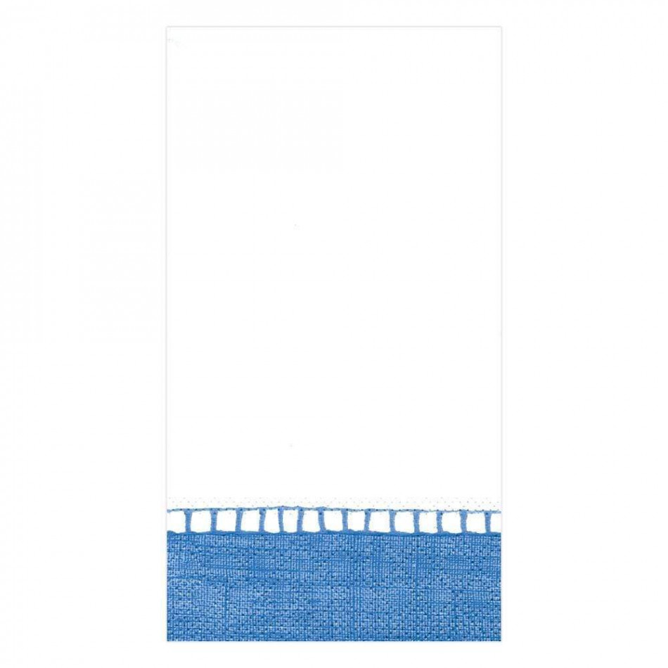Linen Border Paper Guest Towel/Buffet Napkins Blue, 15 Per Pack