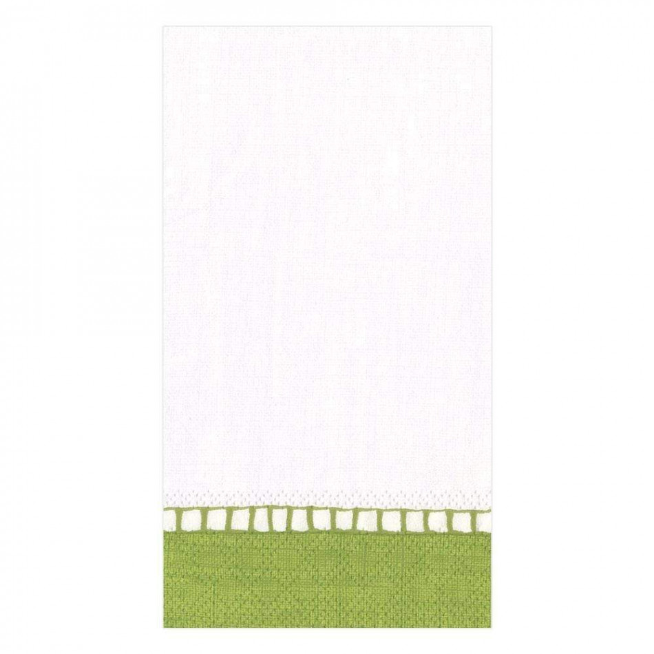 Linen Border Paper Guest Towel/Buffet Napkins Green, 15 Per Pack