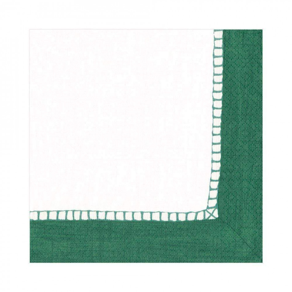 Linen Border Paper Luncheon Napkins Emerald, 20 Per Pack