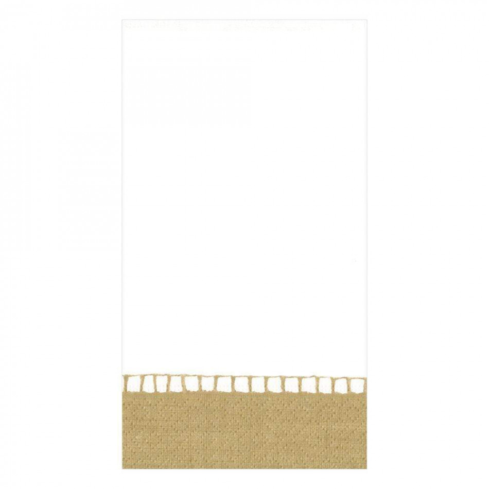 Linen Border Paper Guest Towel/Buffet Napkins Gold, 15 Per Pack