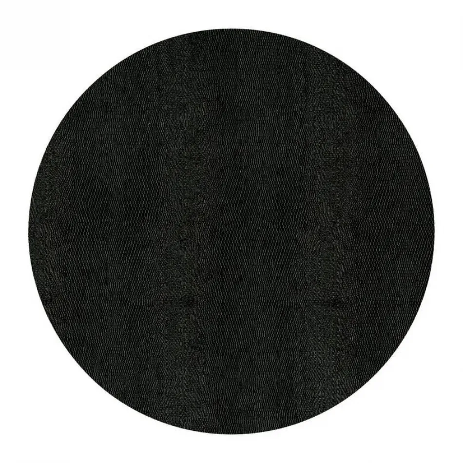 Black Lizard Placemat Round Felt 14.5 In Dm