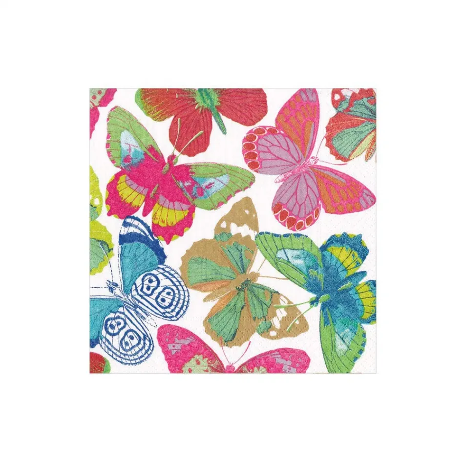 Butterflies Bright Boxed Cocktail Paper Napkins, 40 per Pack