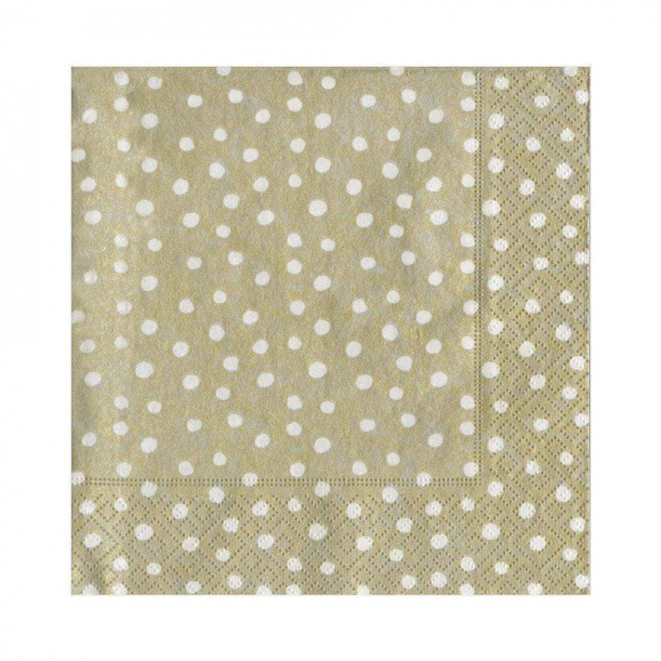 Small Dots Paper Luncheon Napkins Platinum, 20 Per Pack