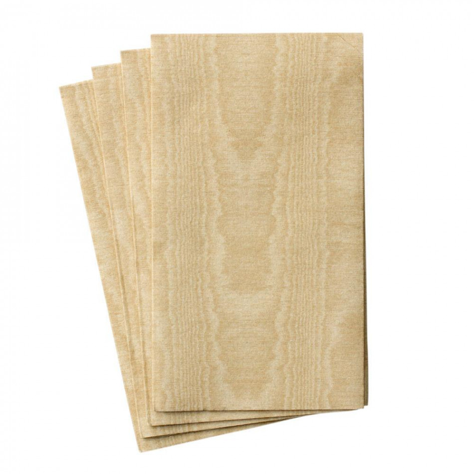 Moiré Paper Linen Guest Towel/Buffet Napkins Gold, 12 Per Pack