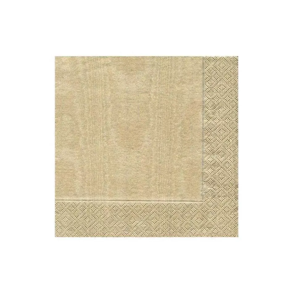 Moire Gold Boxed Paper Cocktail Napkins, 40 Per Box