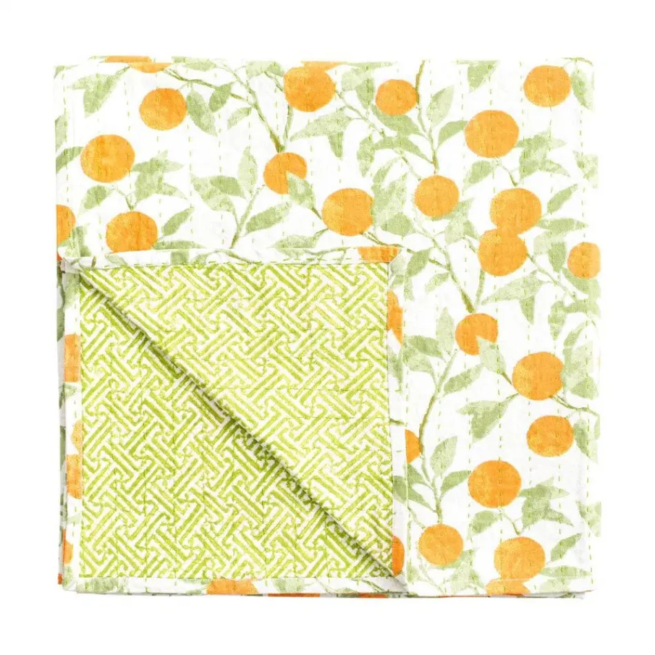 Orange Grove Reversible Cotton Tablecloth 70.5 X 70.5 Inch