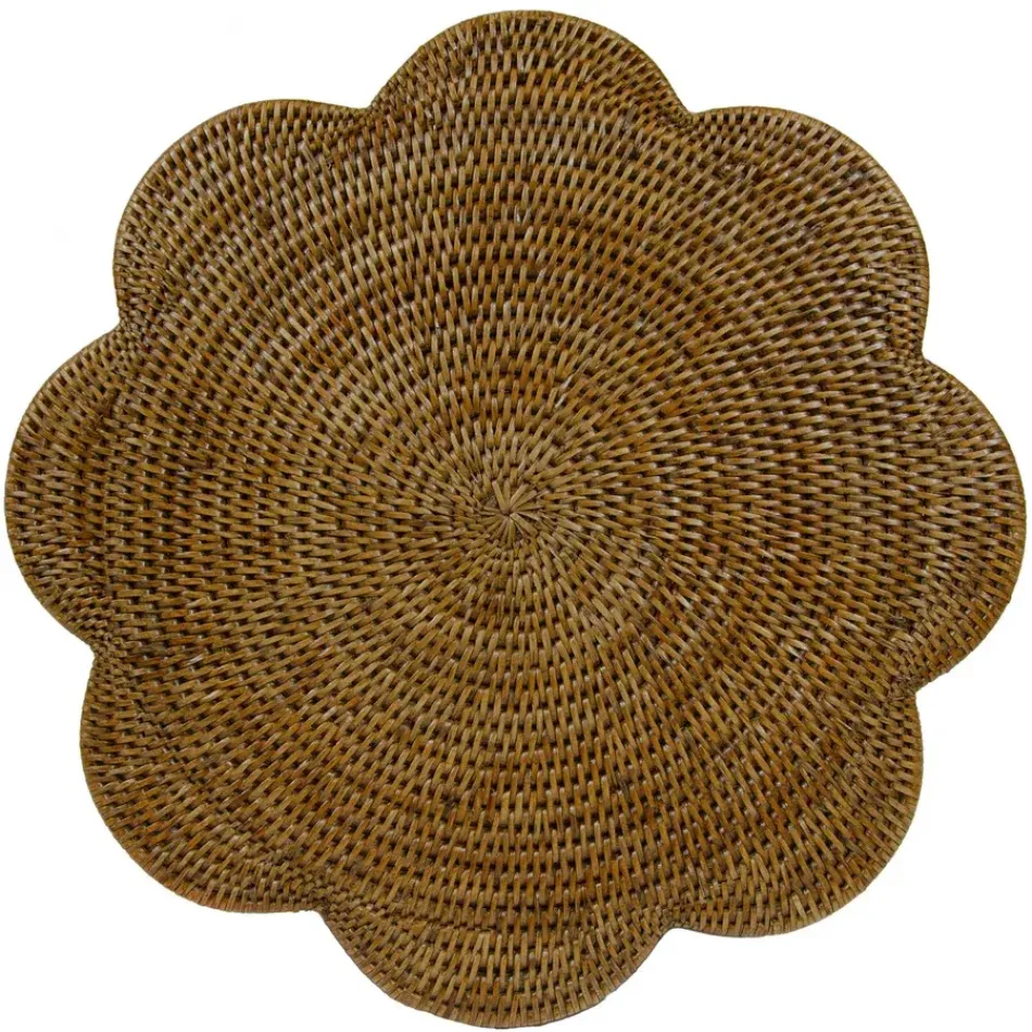Natural Tabletop Rattan Scallop Round Placemat
