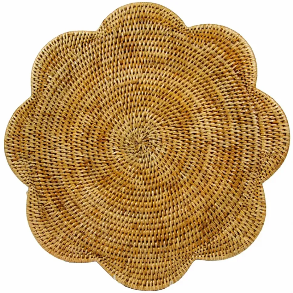 Honey Tabletop Rattan Scallop Round Placemat