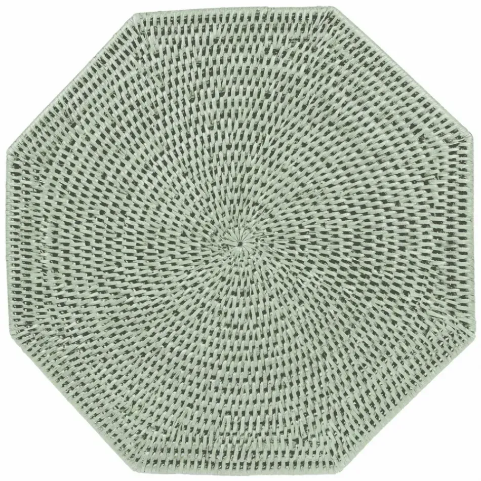 Green Tabletop Rattan Octagonal Placemat