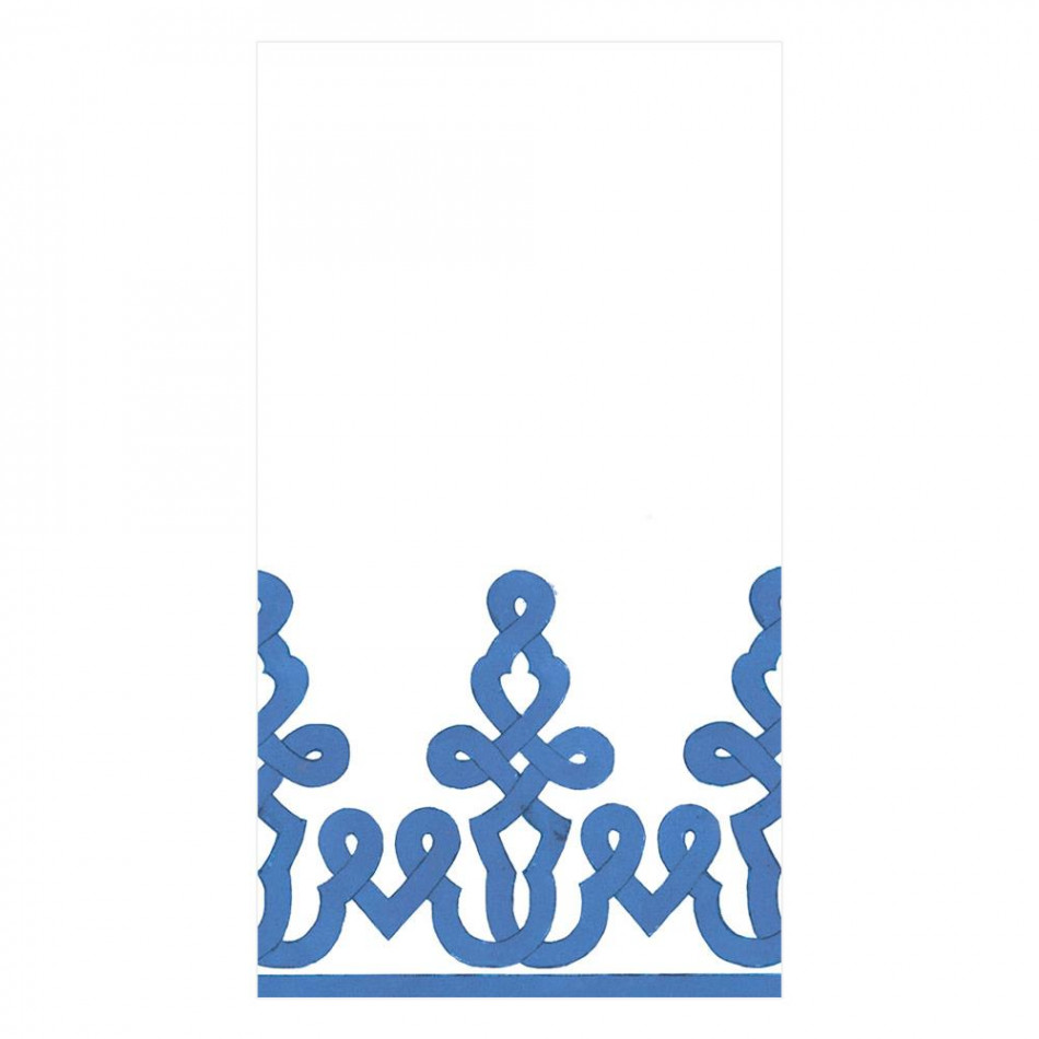 Dessin Passementerie Paper Linen Guest Towel/Buffet Napkins Riviera Blue, 12 Per Pack