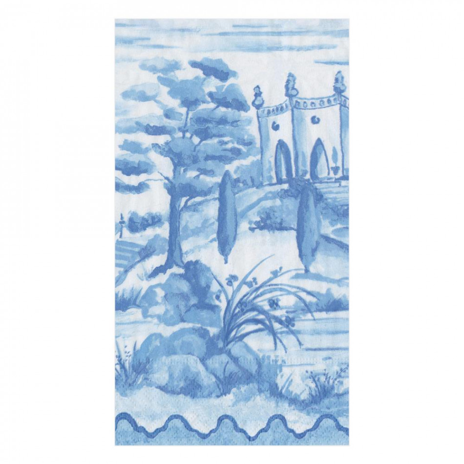 Tuscan Toile Paper Guest Towel/Buffet Napkins Blue, 15 Per Pack