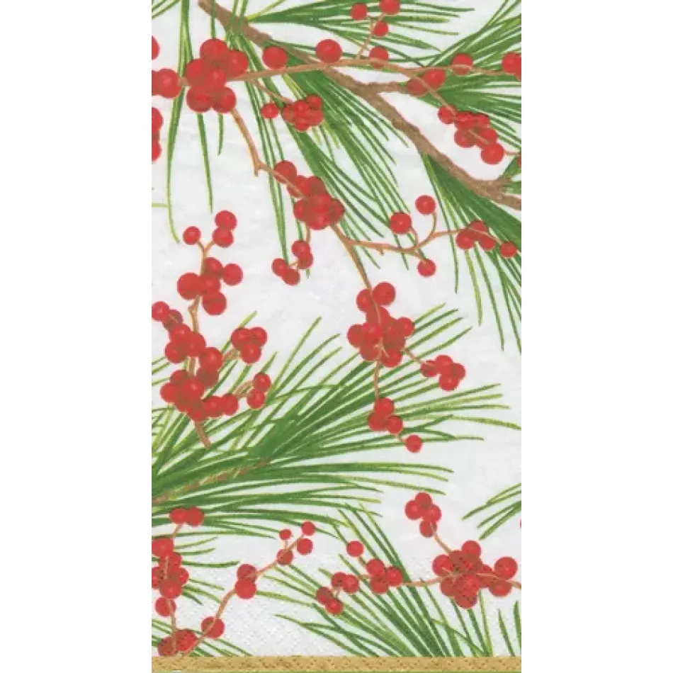 Berries And Pine Paper Guest Towel/Buffet Napkins, 15 Per Pack