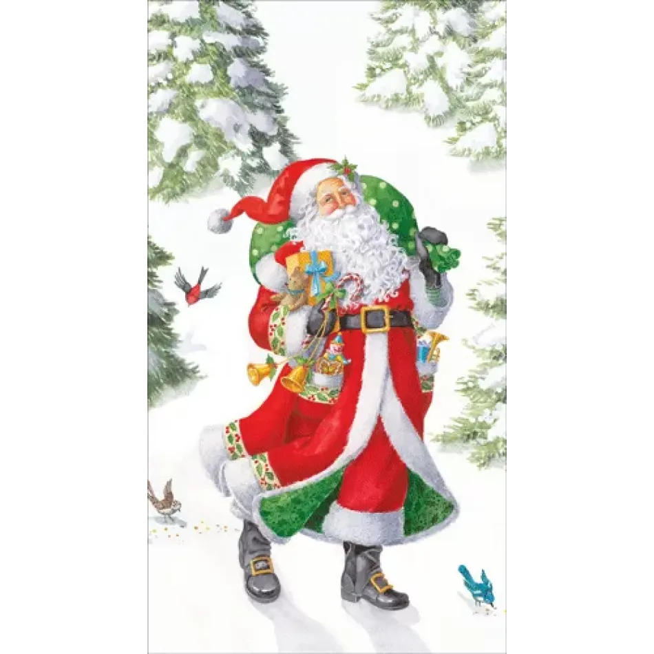 Woodland Santa Paper Guest Towel/Buffet Napkins, 15 Per Pack