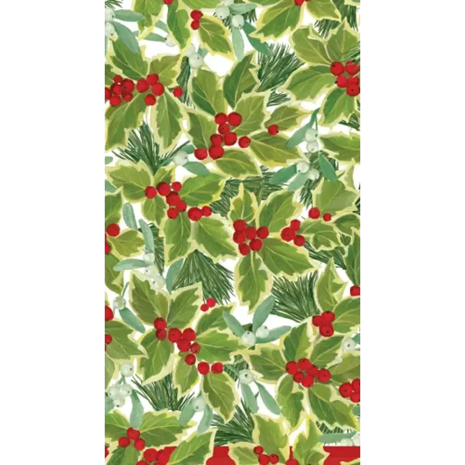 Holly And Mistletoe Paper Guest Towel/Buffet Napkins, 15 Per Pack