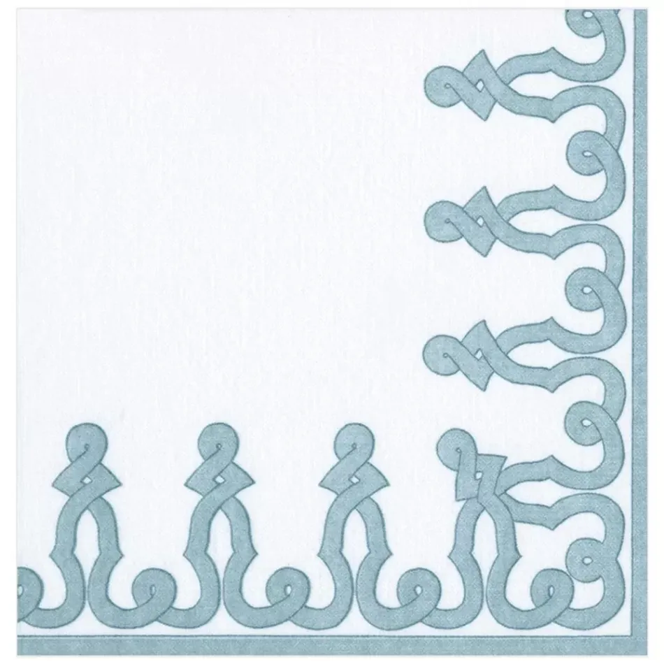 Dessin Passementerie Stone Blue Paper Linen Dinner Napkins, 12 Per Pack