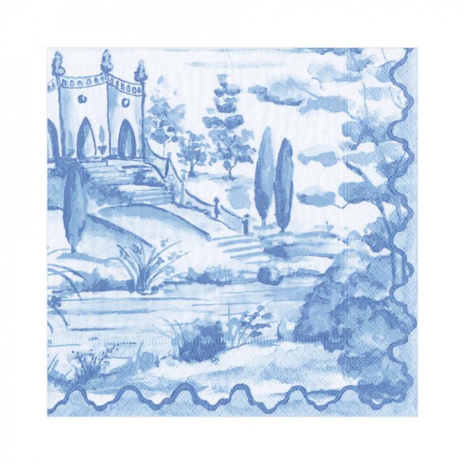 Tuscan Toile Paper Luncheon Napkins Blue, 20 Per Pack