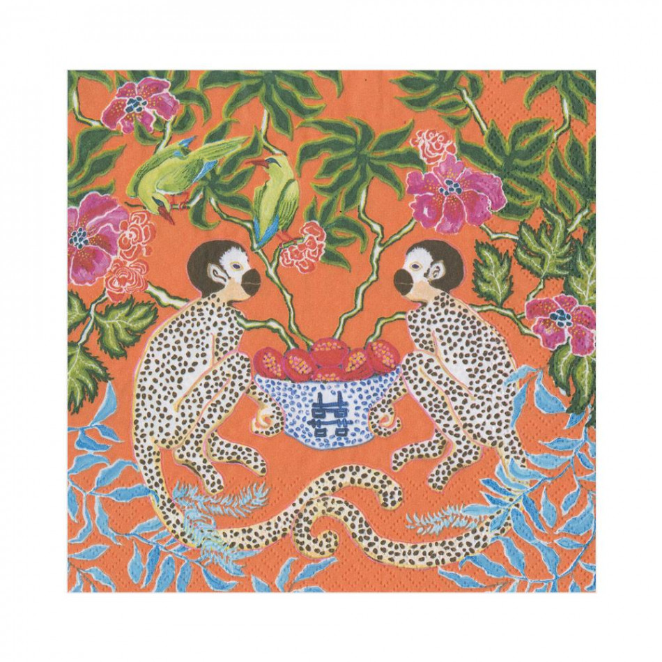 Monkeys Paper Luncheon Napkins Orange, 20 Per Pack