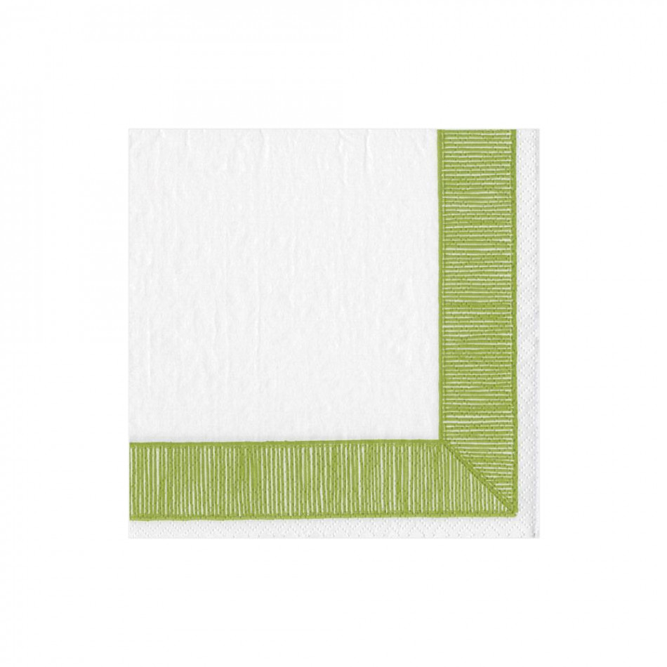 Ribbon Border Boxed Paper Cocktail Napkins Green, 40 Per Box