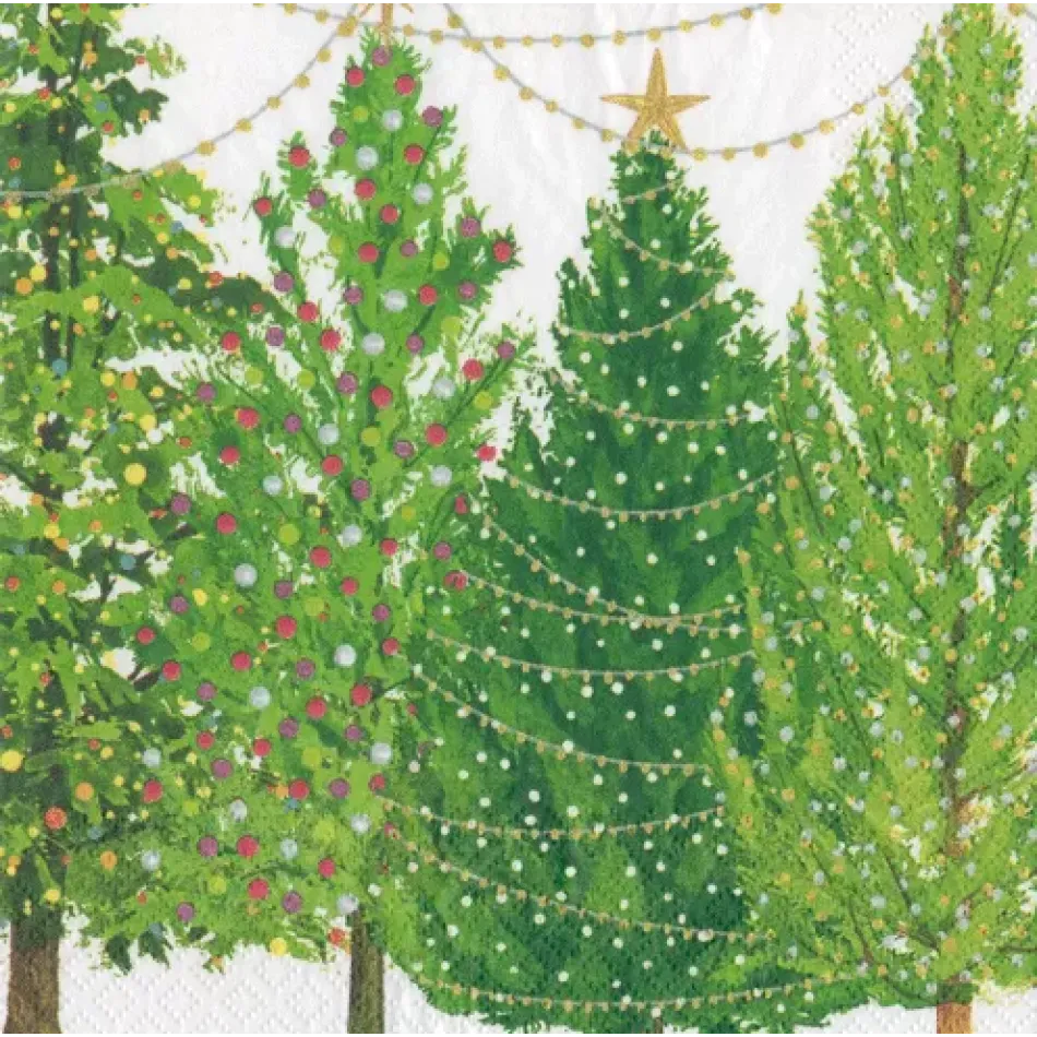 Christmas Trees With Lights Paper Luncheon Napkins, 20 Per Pack