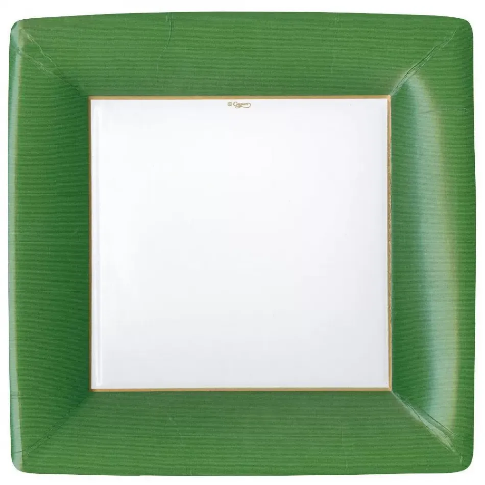 Grosgrain Square Hunter Green Square Paper Dinner Plates, 8 Per Pack