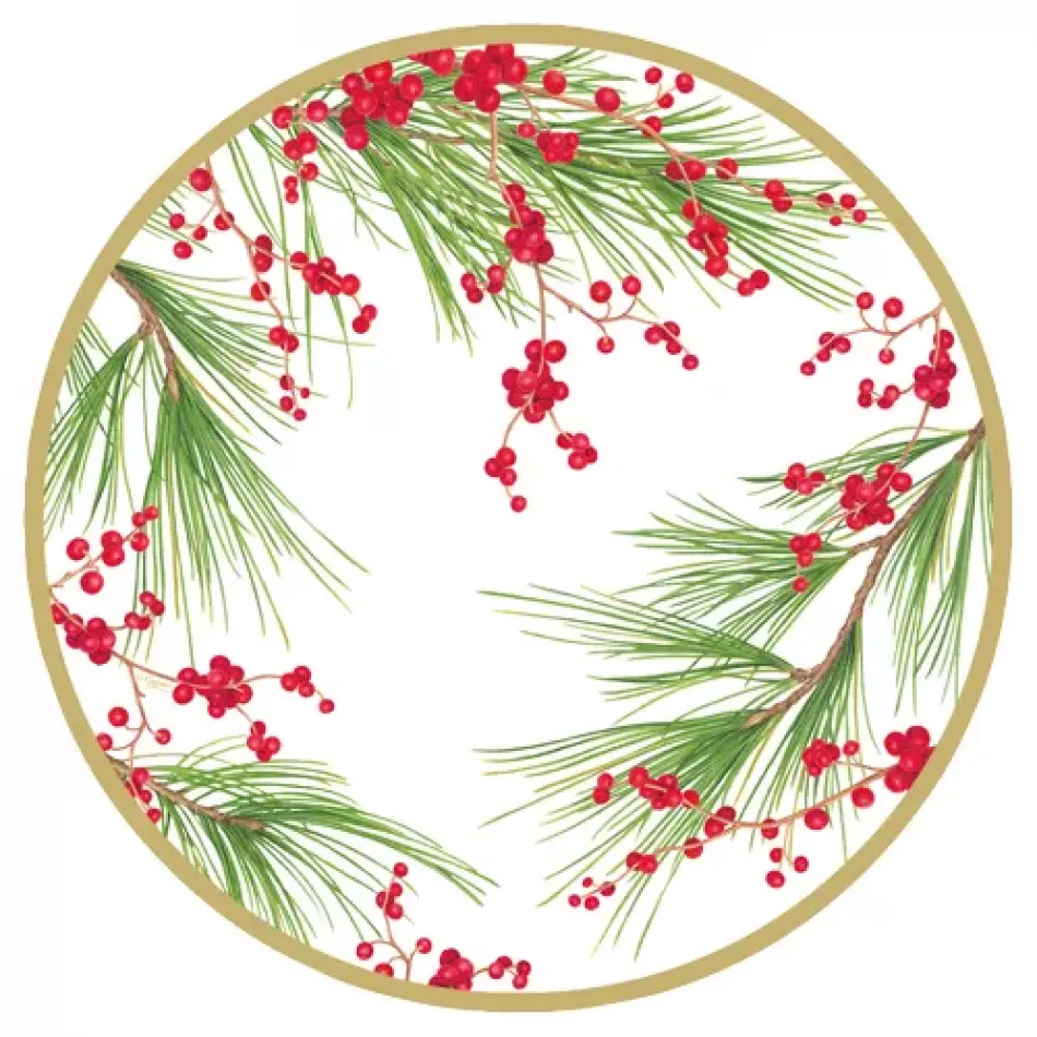Berries And Pine Paper Dinner Plates, 8 Per Pack