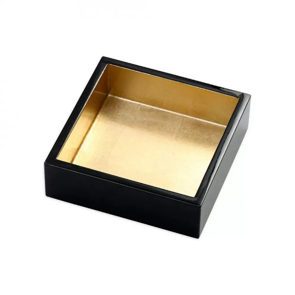 Lacquer Cocktail Napkin Holder Black & Gold