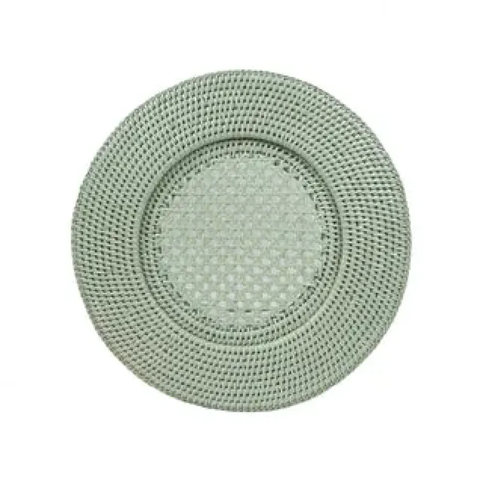 Rattan Round Charger Plate Green