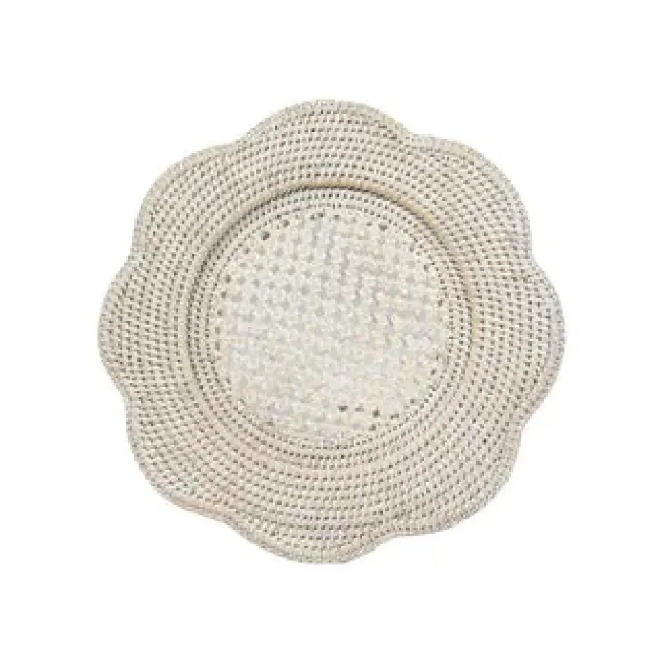 Rattan Scalloped Round Charger Plate Cream