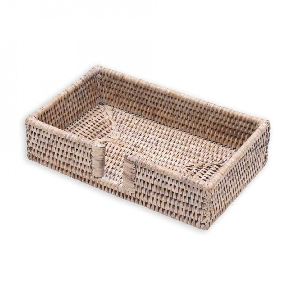 Rattan Guest Towel Napkin Holder in White Natural