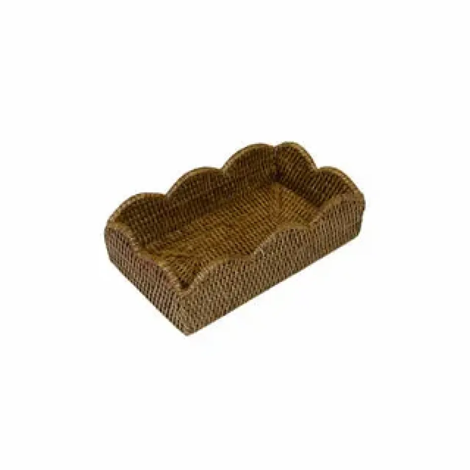 Rattan Scalloped Guest Towel Napkin Holder Natural