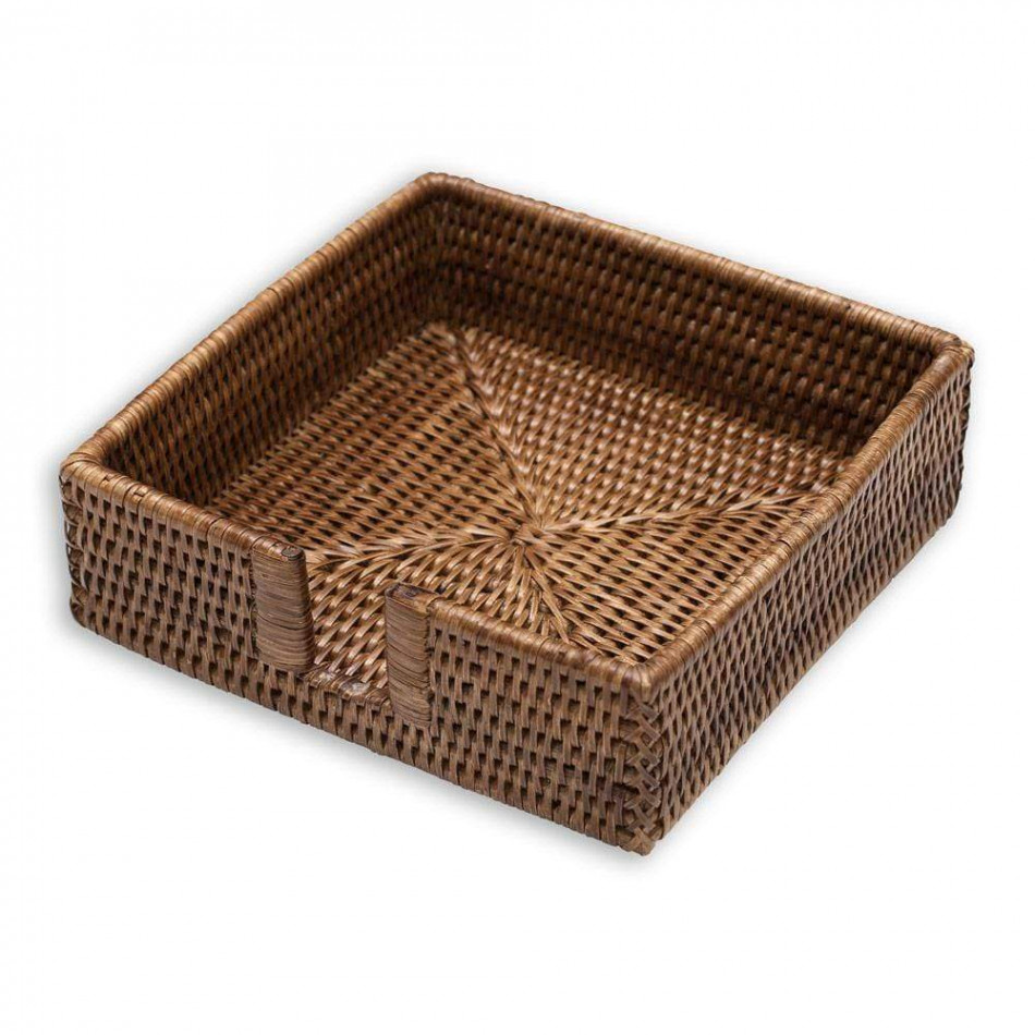 Rattan Luncheon Napkin Holder in Dark Natural