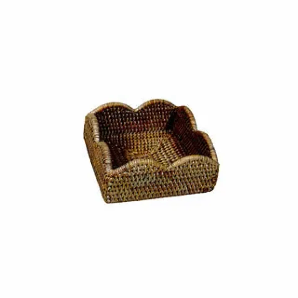 Rattan Scalloped Luncheon Napkin Holder Natural