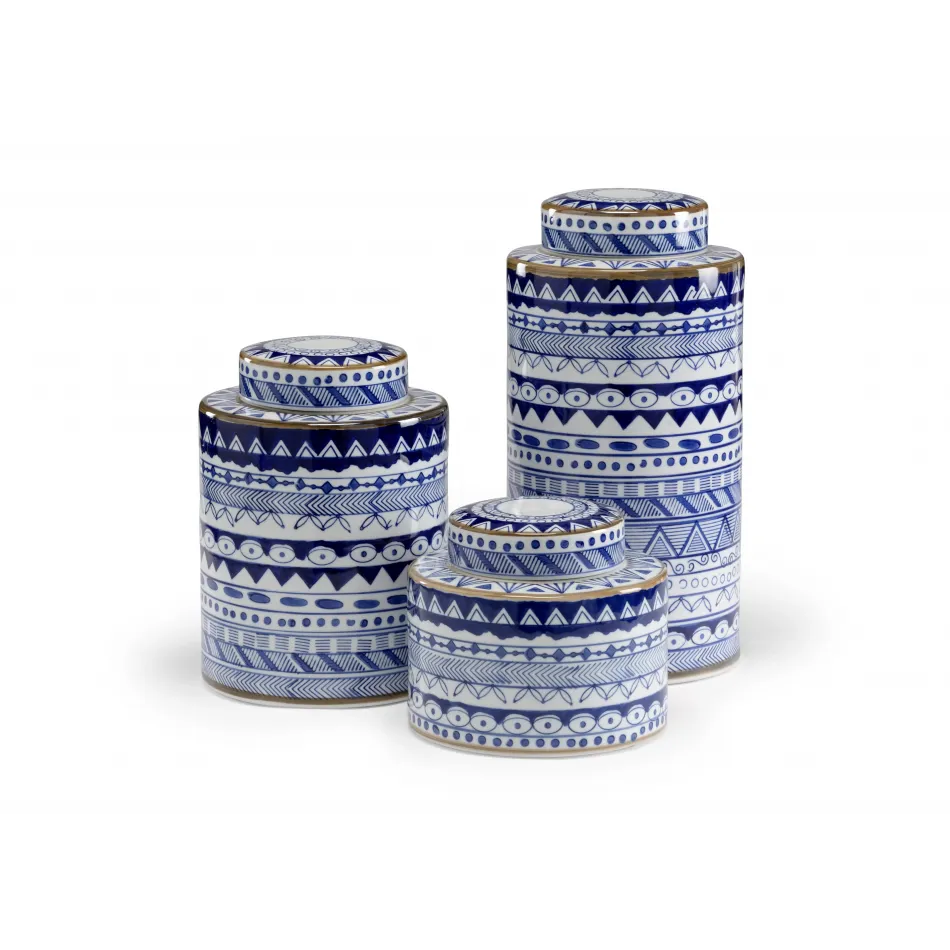 Blue And White Canisters, Set of 3