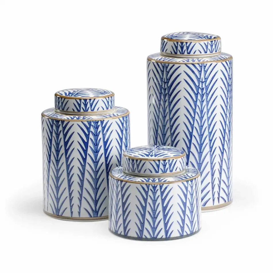 Blue Fronds Canisters, Set of 3