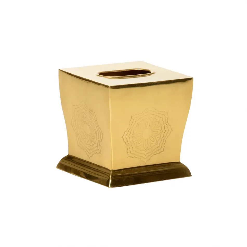 Waved Edge Tissue Box Brass