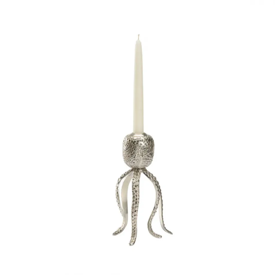 Pacific Octopus Candleholder Nickel