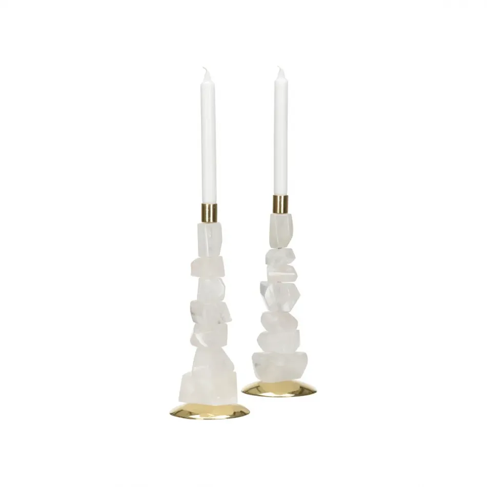 Rock Crystal Candlestands Pair