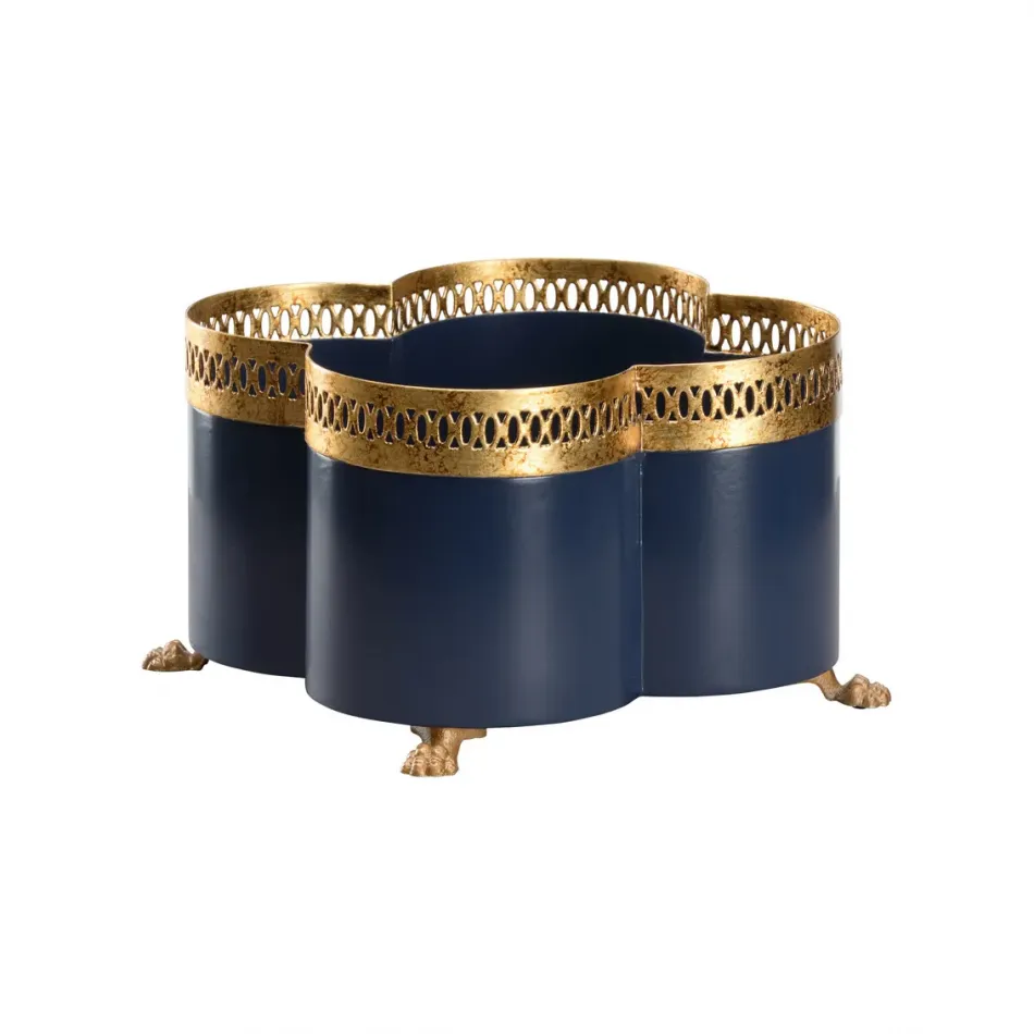 Tracery Navy Blue Cachepot Small