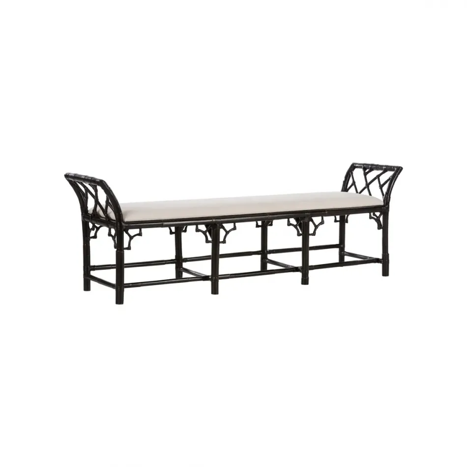 Chippendale Cracked Pepper Bamboo Regency Bench