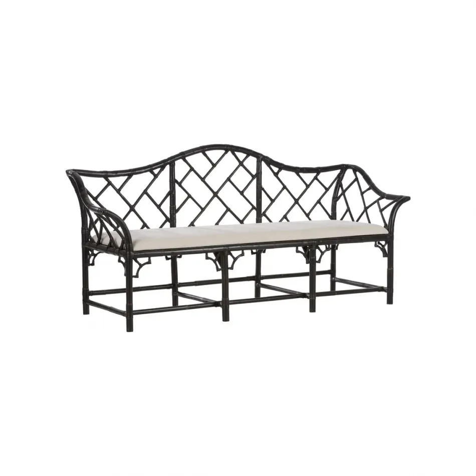 Chippendale Cracked Pepper Bamboo Settee