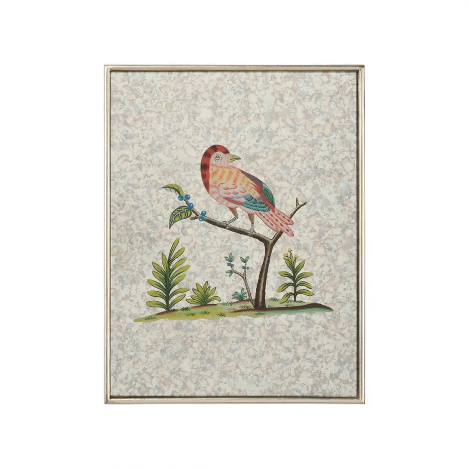 Square Antiqued Mirrored Bird D