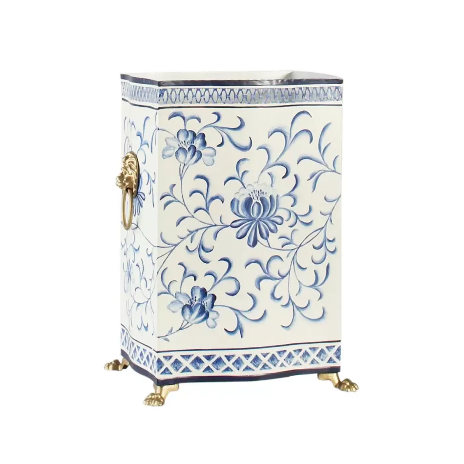 Blue/White Wastebasket